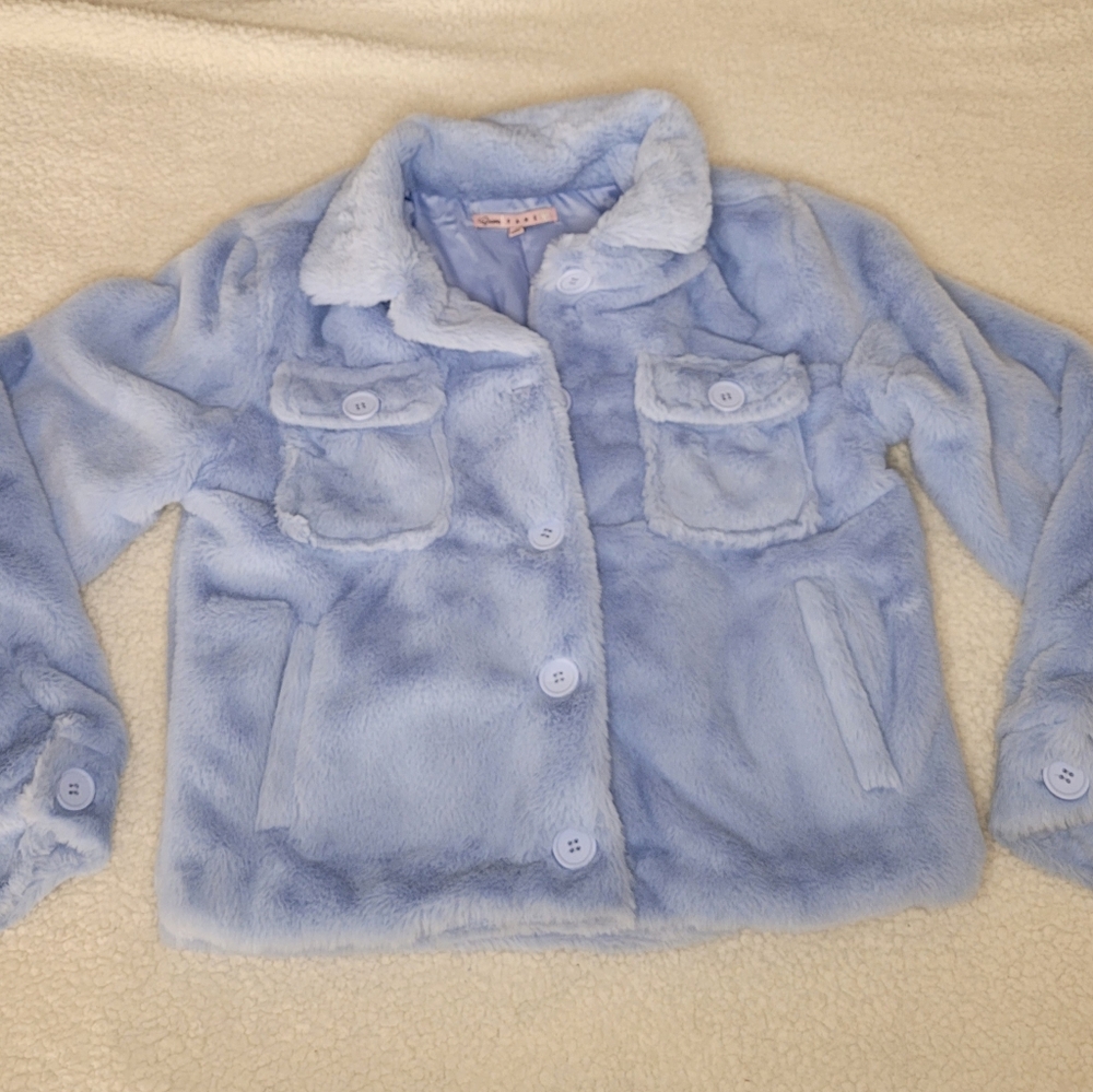 Crave Fame Womens Soft Jacket Blue Buttons Pockets - Small